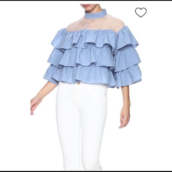 Gracia Women’s Triple Ruffle Organza Top - Picture 1 of 8
